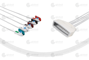 Philips MX40 Compatible Reusable ECG Lead Wire - AHA - 5 Leads Grabber